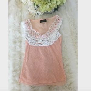 NEW! Italian Designer Bernini Coral Ruffle Top Tee